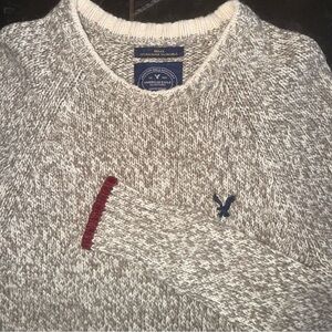 Men’s American Eagle Marled Wool Blend Knit Athletic Fit Crewneck Sweater XS‎